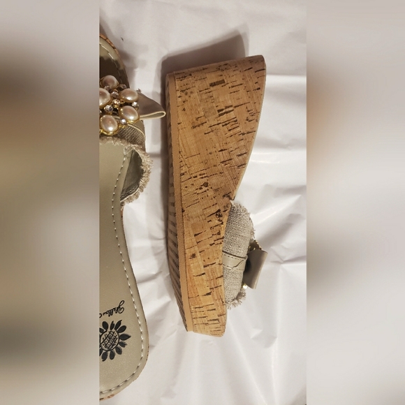 Yellow Box Embellished Wedge Sandals - Picture 12 of 15